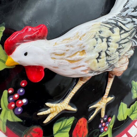 Vintage Bella Casa by Ganz Hand Painted Hen Chicken 3D Wall Plate Decor black wh - Picture 7 of 15
